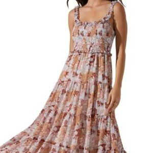 Astr the Label Rust Blue Floral Maxi Dress M